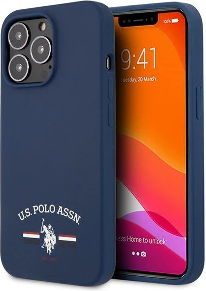 Ovitek za telefon za iPhone 13 Pro Max 6,7", silikonski, modra (navy) U.S. Polo Assn. USHCP13XSFGV