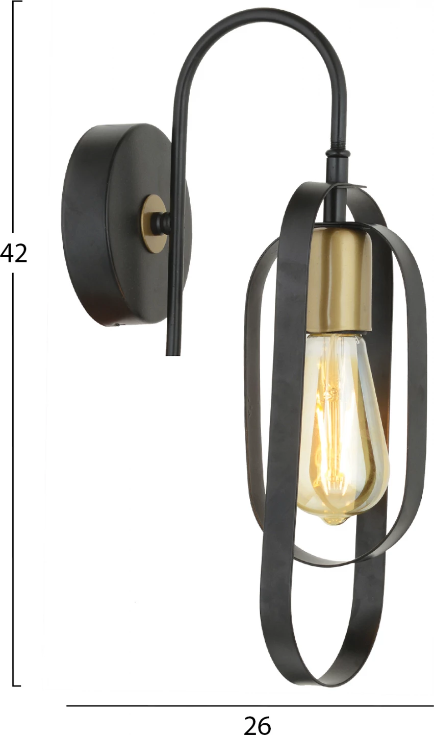 Kovinska stenska svetilka črne barve FH7443.01 26x13x42cm