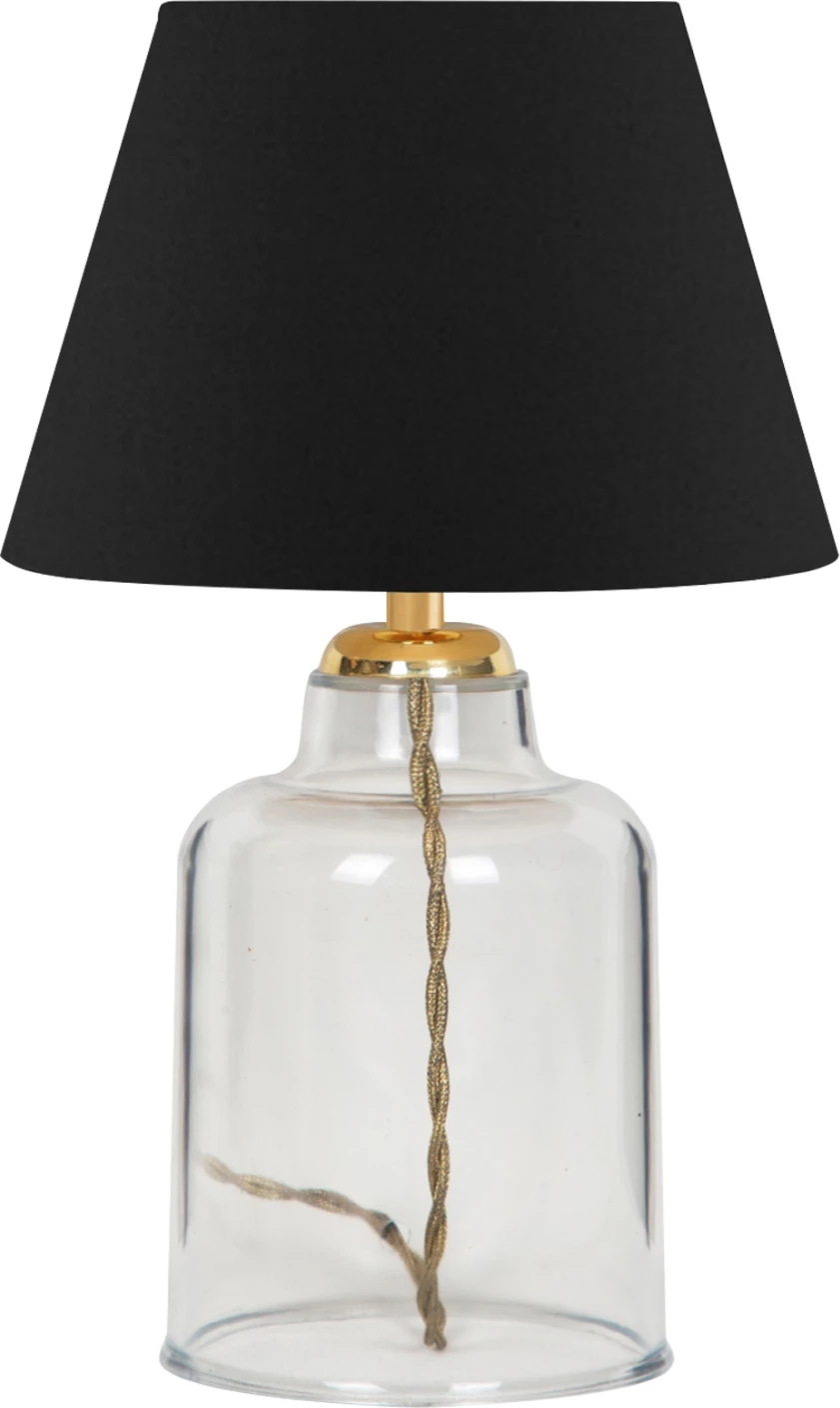 Namizna svetilka FH7583.02 črna kapa, prozorna osnova, zlati steber