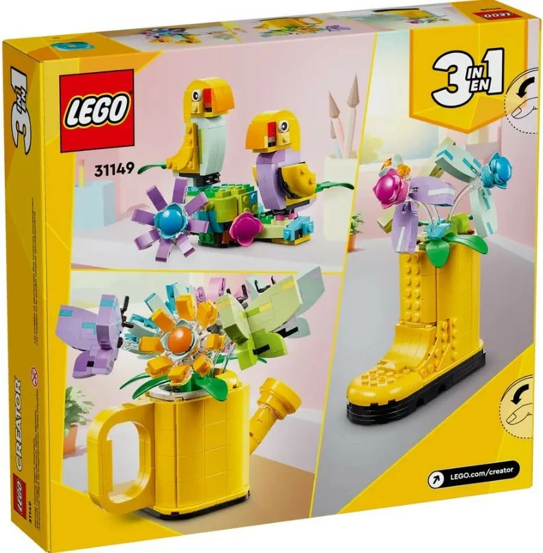 Gradbeni set 3-v-1, 420 delov, plastika — LEGO Creator 31149 Flowers in a Watering Can