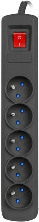 Zaščitna vtičnica Natec Bercy 400, 5 izhodov, 3 m, črna