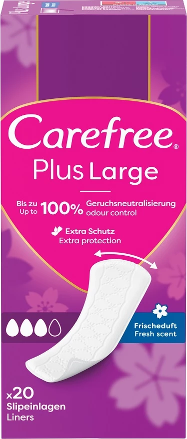 Higienične vložke Carefree Plus Larger z osvežujočim vonjem, 20 kosov