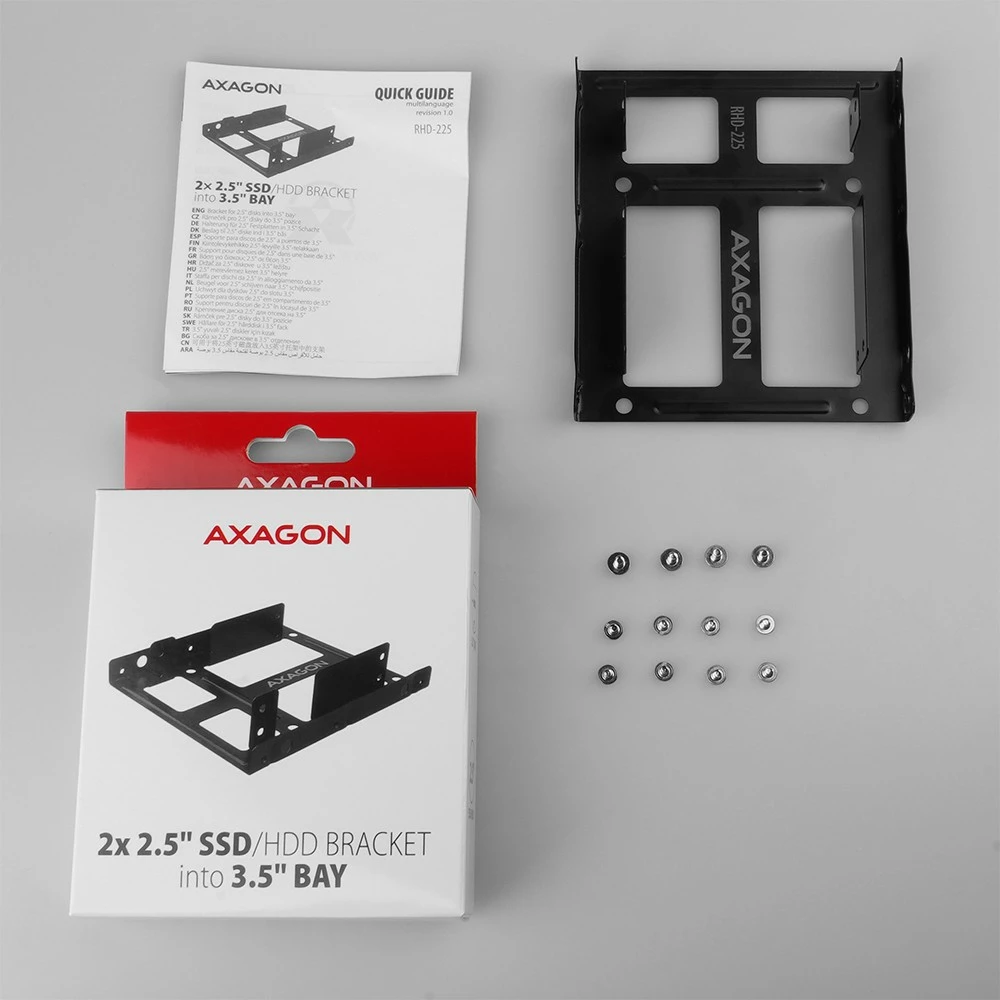Nosilec za 2x 2,5" HDD/SSD v 3,5" režo, AXAGON RHD-225, črn Nosilec za 2x 2,5" HDD/SSD v 3,5" režo, AXAGON RHD-225, črn