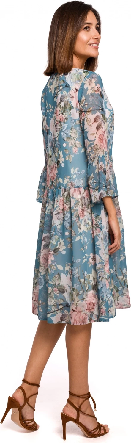 Lahka obleka s cvetličnim vzorcem Stylove 141962, modra