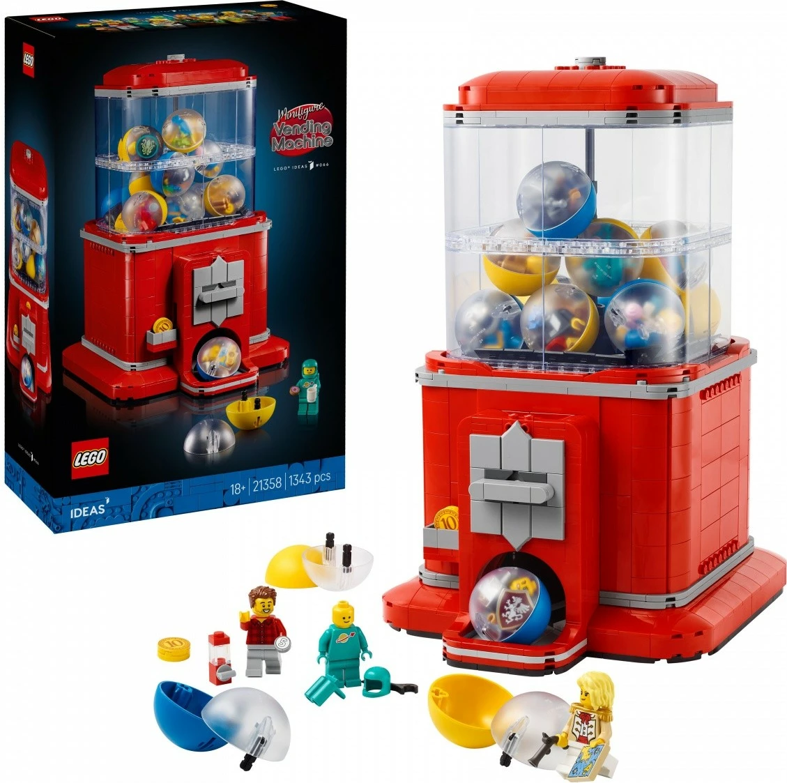 Set za gradnjo Minifigure Machine, LEGO Ideas 21358, 1343 kosov, 18+, rdeč