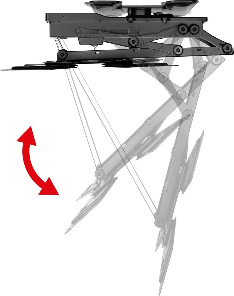 Električna stropna nosilka za televizor Maclean MC-491, 23–65 palcev, 30 kg, VESA 600x400, 90° vrtenje, črna