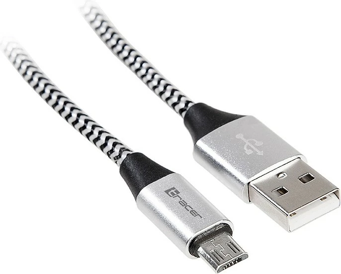 USB 2.0 kabel, 1 m, za polnjenje in prenos podatkov, črno-srebrn — Tracer TRAKBK46928