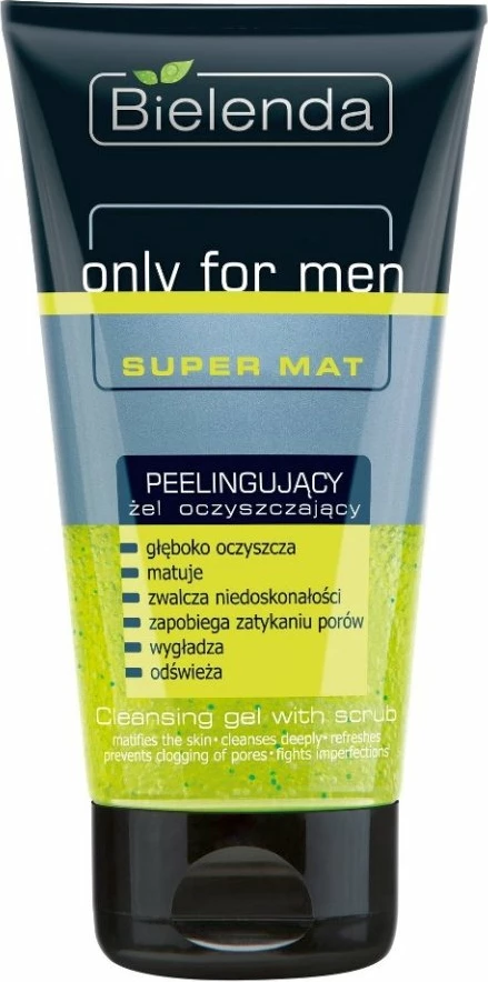 Čistilni in piling gel za obraz Super Mat, Bielenda Only For Men, 150 ml