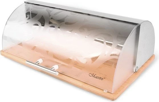 Kovinska škatla za kruh, Maestro MR-1670S, nerjaveče jeklo, srebrna