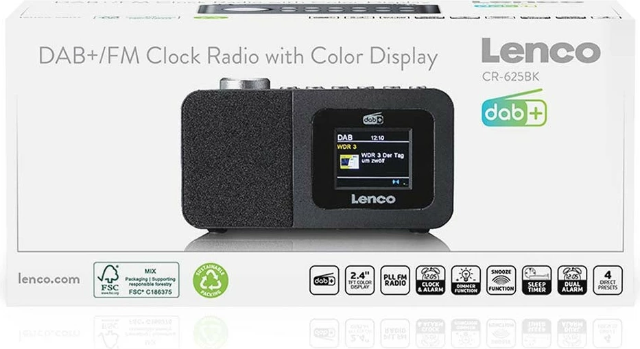 Radio DAB+ in FM Lenco CR-625BK, črn Radio DAB+ in FM Lenco CR-625BK, črn