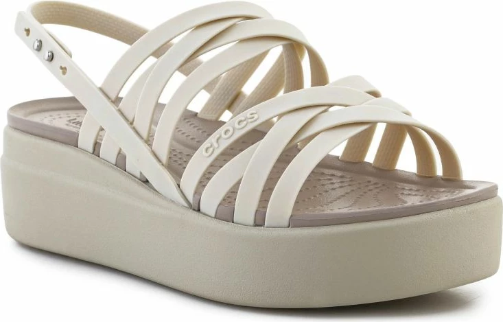 Sandale Brooklyn Strappy Low Wedge, Crocs, ženske, bež