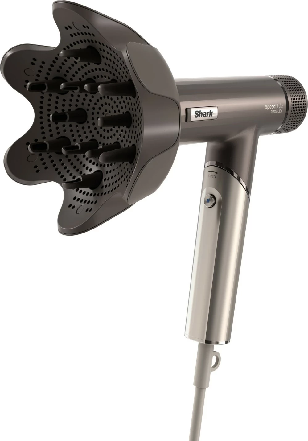 Sušilec za lase SpeedStyle Pro Flex HD542EU Shark, 1700 W, ionizacija, 4 dodatki, srebrne barve