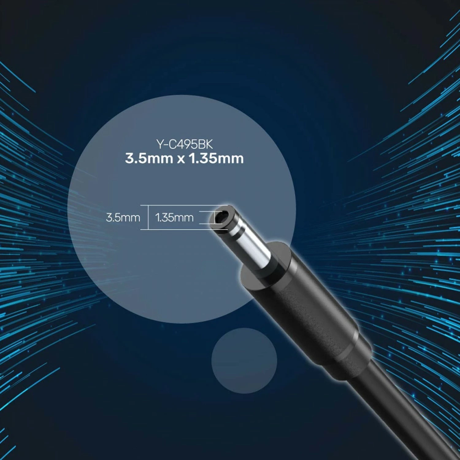 Napajalni kabel USB - DC 3,5/1,35 mm, 100 cm, črno Unitek