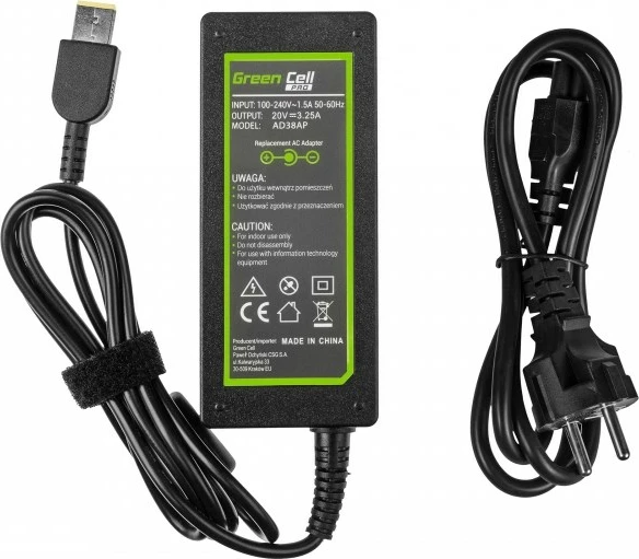 Polnilec za prenosnik Green Cell AD38AP, 65 W, črn