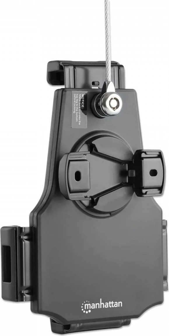 Stojalo za tablico 7,9–10,5 palca, z ključavnico in varnostno vrvico, namizno/stensko, črno Manhattan 462112