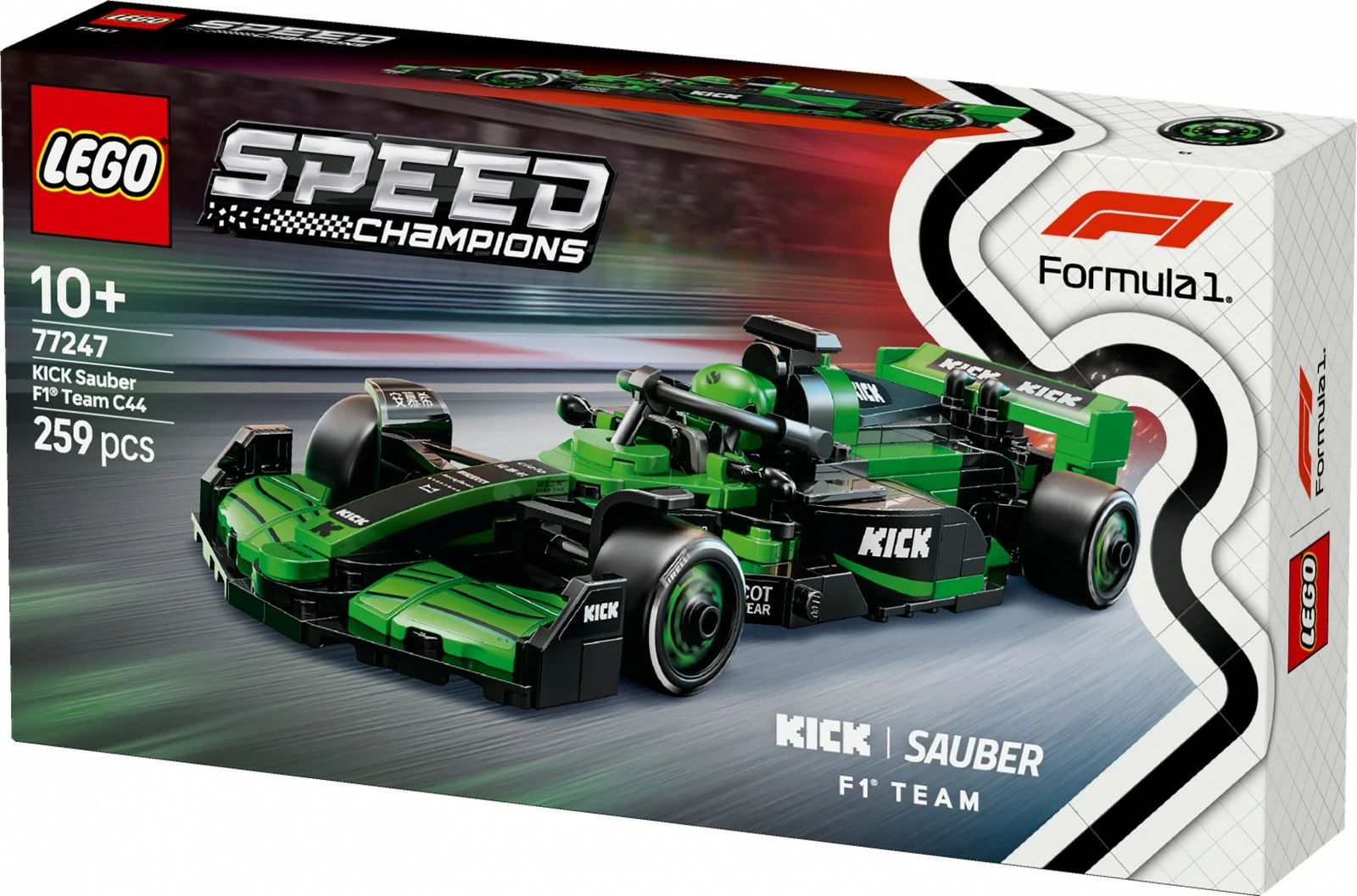 Set LEGO Speed Champions KICK Sauber F1 Team C44, 259 kosov, zelen