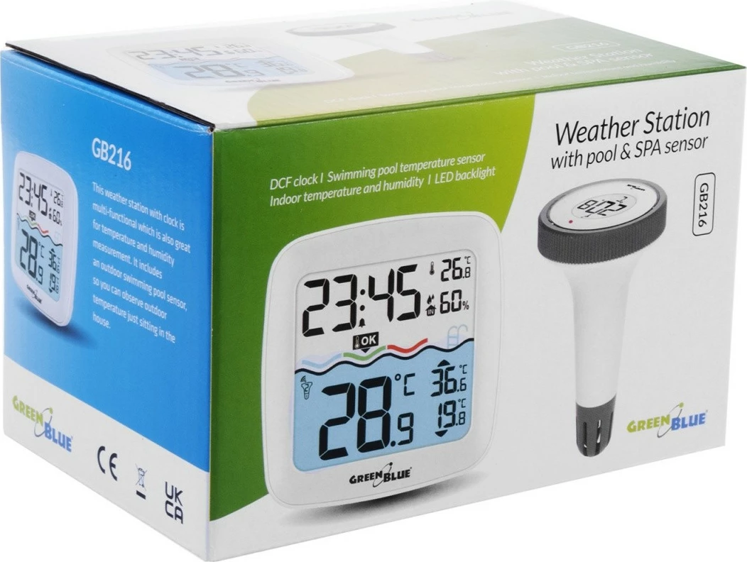 Merilnik vremena z merilcem temperature za bazen GreenBlue GB216, bel
