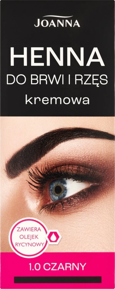 Kremna henna za obrvi in trepalnice Joanna 1.0 Black, za ženske, 15 ml