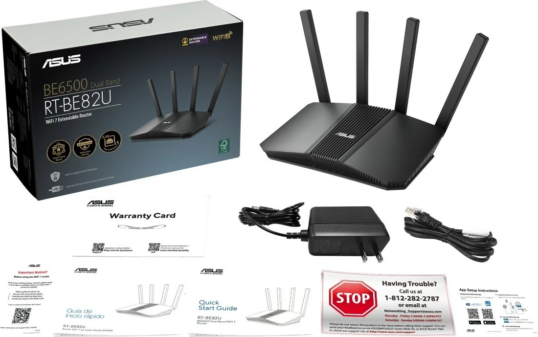 Računalniško ohišje za usmerjevalnik Asus RT-BE82U, WiFi 7, dvopasovni, 5x 2.5GbE, črn