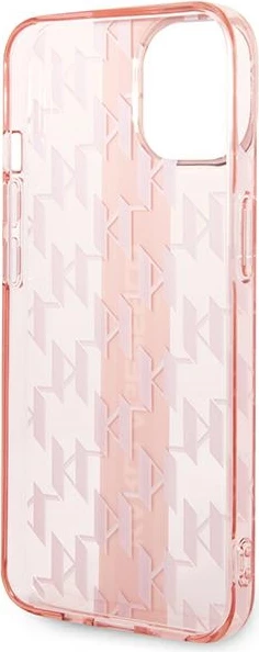 Prozoren ovitek z navpičnimi črtami Karl Lagerfeld za iPhone 14 Plus 6,7", roza