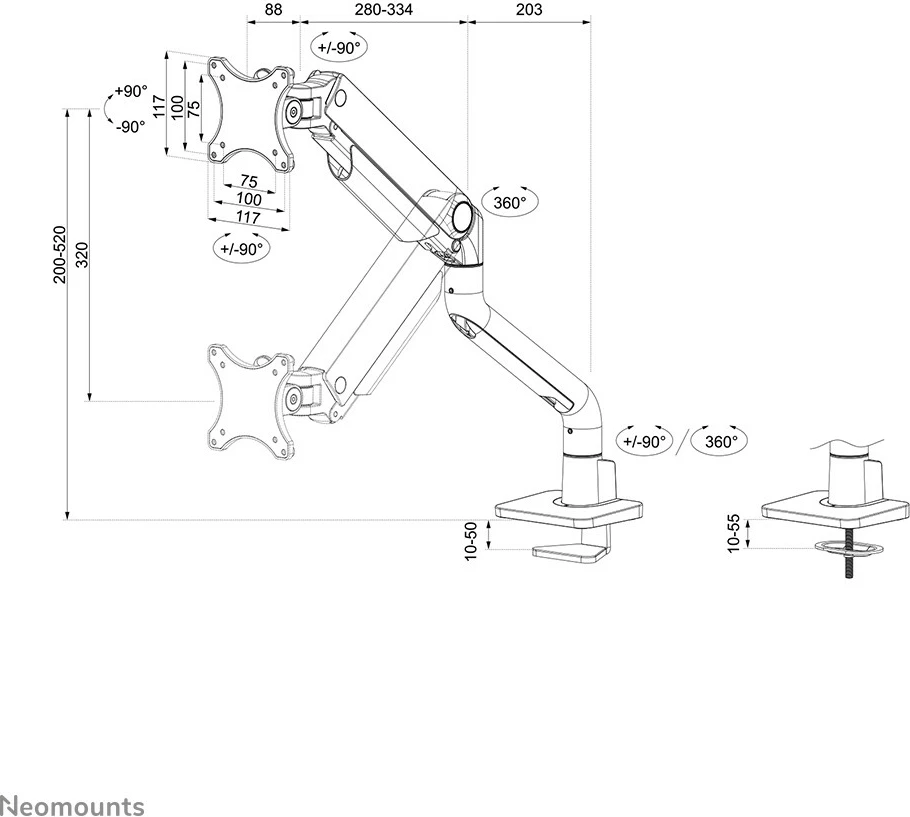 Krmilo za monitor Neomounts DS70S-950WH1, Clamp/Grommet, 18 kg, 43,2 cm (17"), 124,5 cm (49"), 100 x 100 mm, belo Krmilo za monitor Neomounts DS70S-950WH1, Clamp/Grommet, 18 kg, 43,2 cm (17"), 124,5 cm (49"), 100 x 100 mm, belo