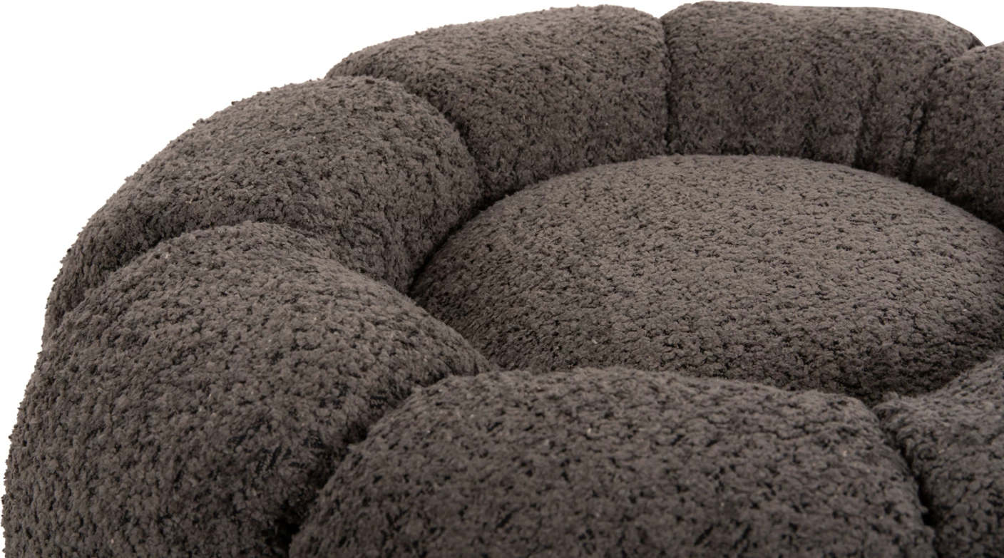 Okrogli stol KRIPP FH9602.01 sivo boucle-črna kovinska osnova Φ60x31Hcm