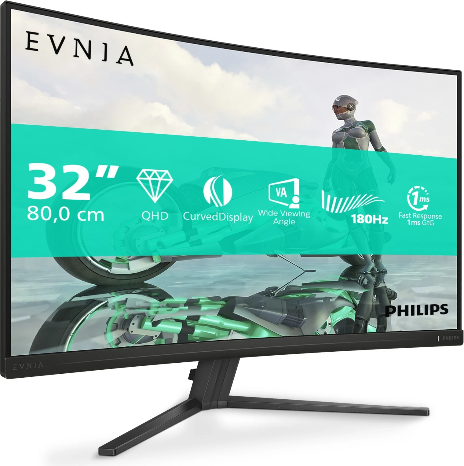 Ukrivljen 32-palčni QHD monitor, 180 Hz, siv, Philips 32M2C3500L Ukrivljen 32-palčni QHD monitor, 180 Hz, siv, Philips 32M2C3500L