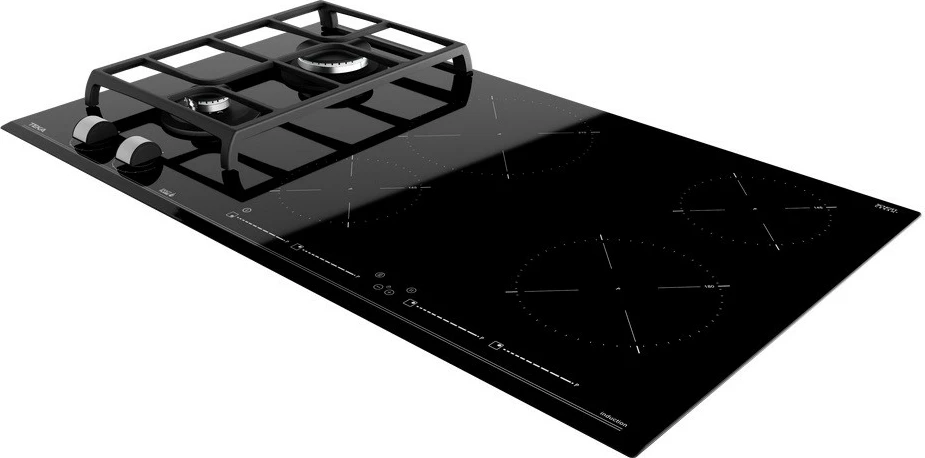 Kuhalna plošča z indukcijo in plinom TEKA JZC 96324 ABC BK (E4), 90 cm, 4 indukcijske cone + 2 plinska gorilnika, črna