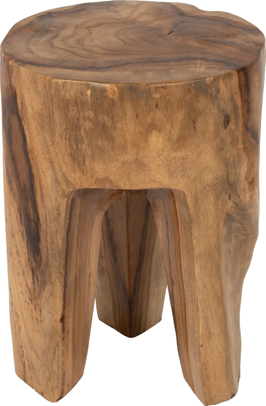 3-nožni stol iz masivnega tikovega lesa v naravni barvi Φ30x40Hcm.FH9349