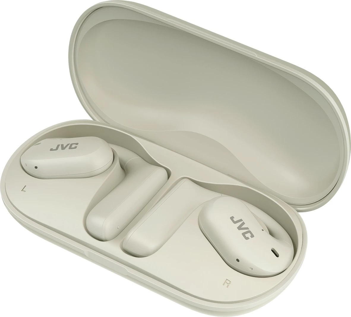 Lahke true wireless slušalke za odprt ušesni kanal, JVC Nearphone TWS, 17 h baterije, IPX4, bele