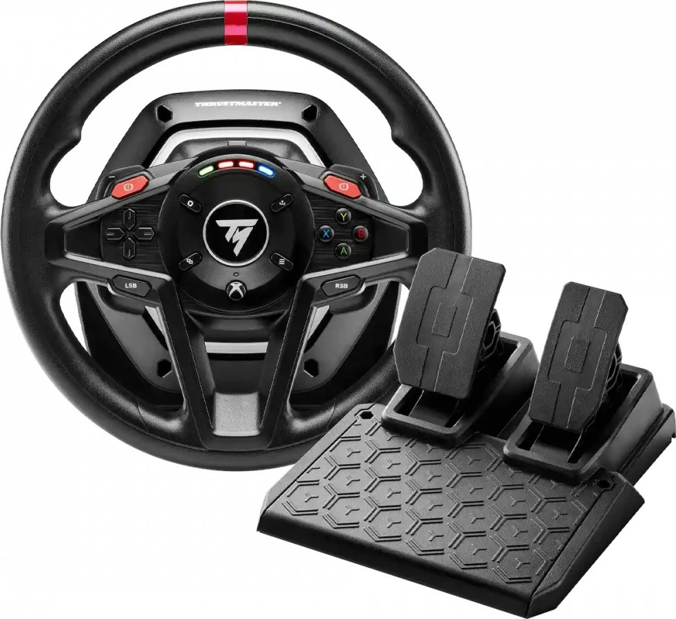 Volan z dodatki Thrustmaster T128 SimTask Pack, s pedali in montažo, za PC/Xbox, črn