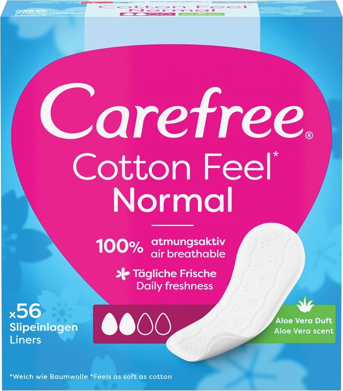 Higienične vložke Cotton Feel Normal z aromo aloe, Carefree, 56 kosov