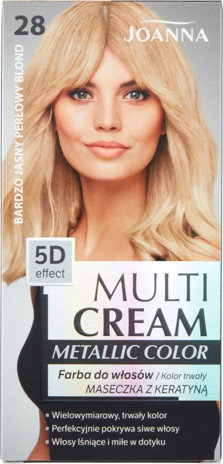 Barva za lase Multi Cream Metallic Color 28 Zelo svetla blond perla, Joanna, 1 kos