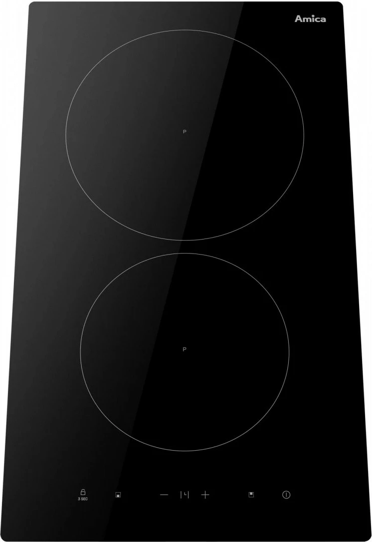 Indukcijska kuhalna plošča Amica PI3520U, 2 območji, 30 cm, 3,7 kW, upravljanje na dotik, vgradna raven, črna