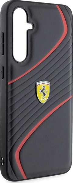 Ovitek z metalnim logotipom Ferrari Twist za Samsung Galaxy S23 FE, črn