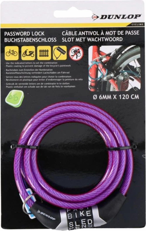 Spiralna ključavnica za kolo Dunlop, vijolična