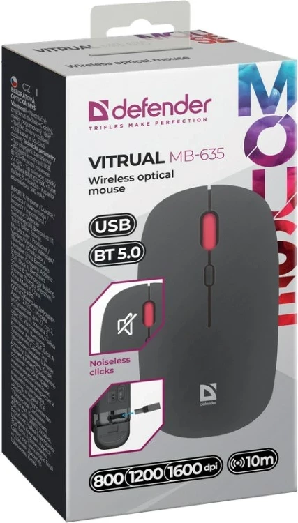 Maus, Defender Vitrual MB-635, 1600 dpi, črn