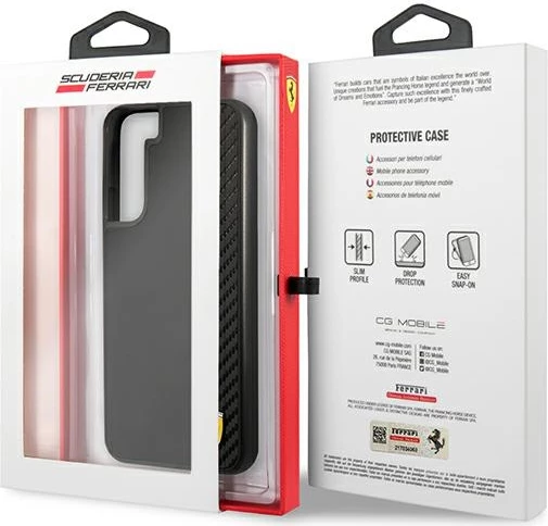 Ovitek Ferrari On Track Carbon Stripe za Samsung Galaxy S22+, črn