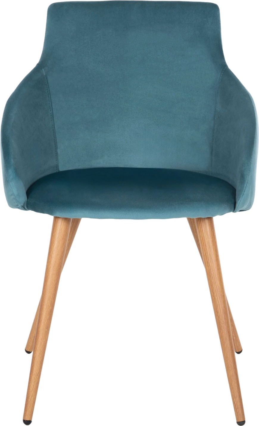 Jedilniški naslanjač IVY FH8546.05 iz turkiznega žameta in kovinskimi nogami v naravni barvi lesa 53x55x79Hcm, set 2 kosov