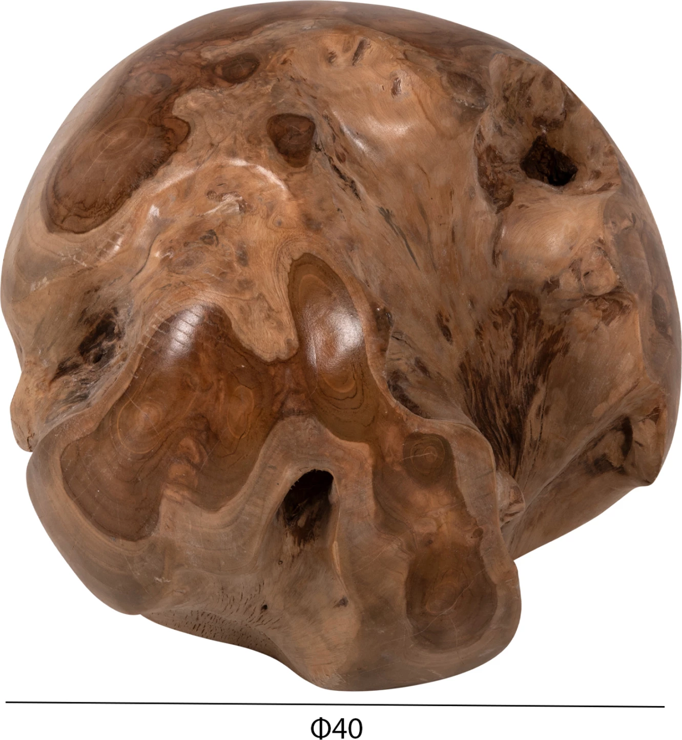 Talna dekoracija CLEM FH9653 krogla iz masivnega tikovega lesa-srednja velikost Φ40cm