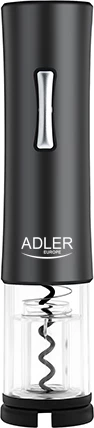 Električni odpirač vina Adler AD 4490, LED luč, rezalnik folije v kompletu, za zamaške 20–24 mm, 4xAA (brez baterij), črn
