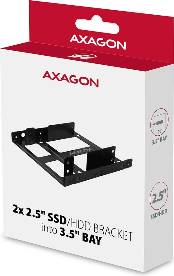 Nosilec za 2x 2,5" HDD/SSD v 3,5" režo, AXAGON RHD-225, črn Nosilec za 2x 2,5" HDD/SSD v 3,5" režo, AXAGON RHD-225, črn