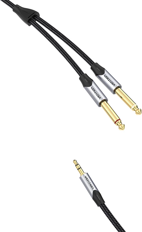 Audio kabel Vention BARHK, 3,5 mm na 2x 6,35 mm, 8 m, siv