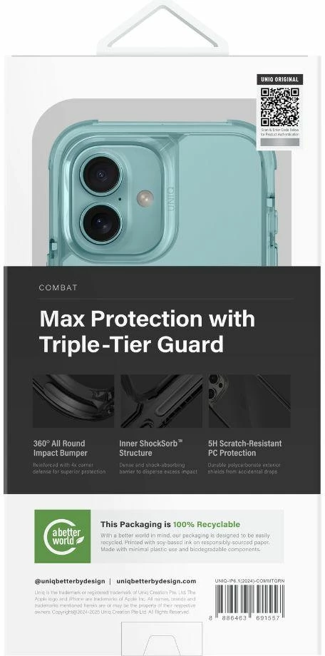 Ovitek za iPhone 16 6.1\" , MagSafe, zelen — UNIQ Combat