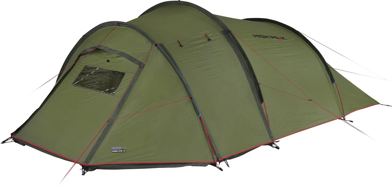 Šotor za 4 osebe High Peak, olive in rdeč