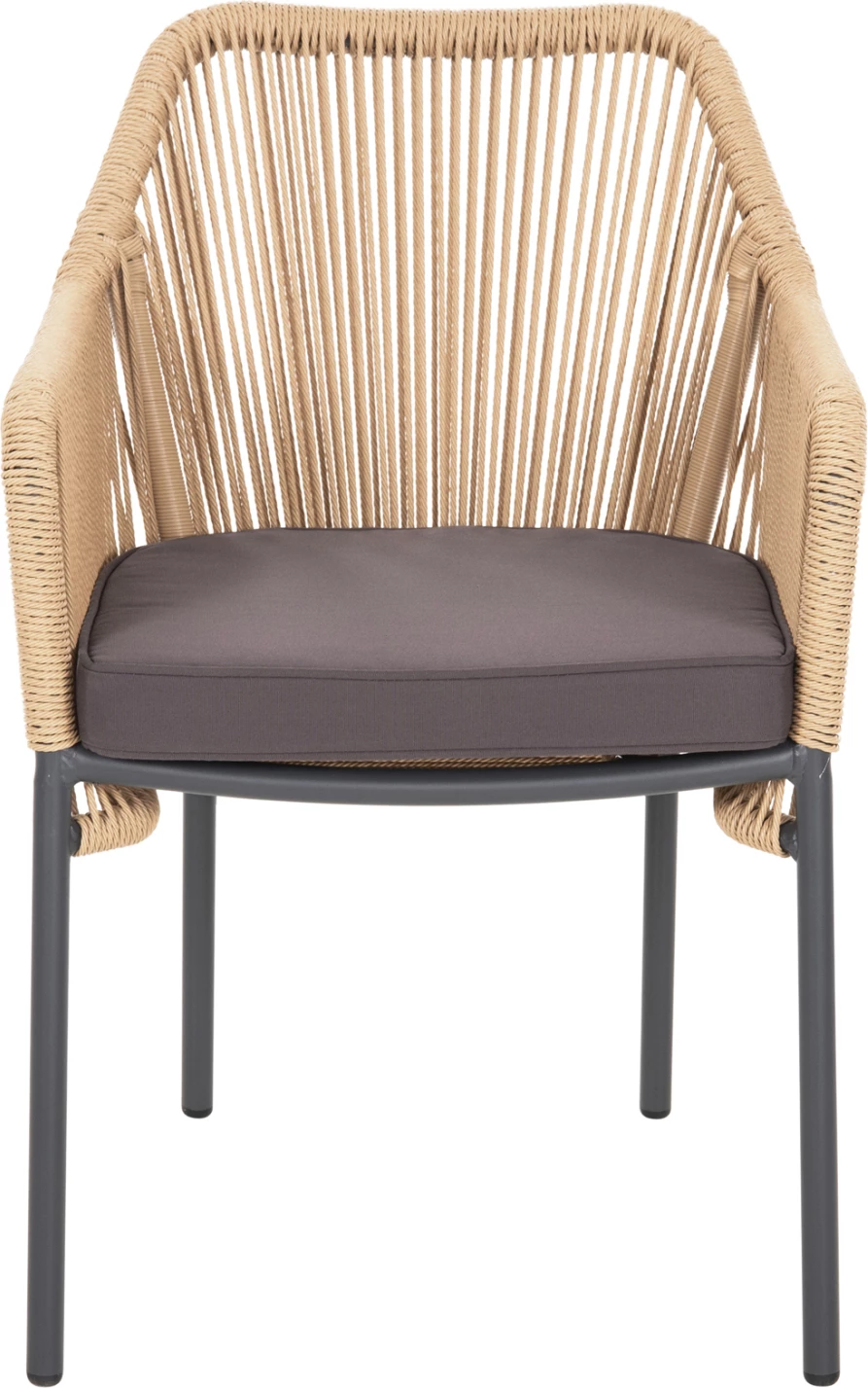 Aluminijasti naslanjač FH5855.02 oglje siva z vrvjo iz ratana PE 56x66x82