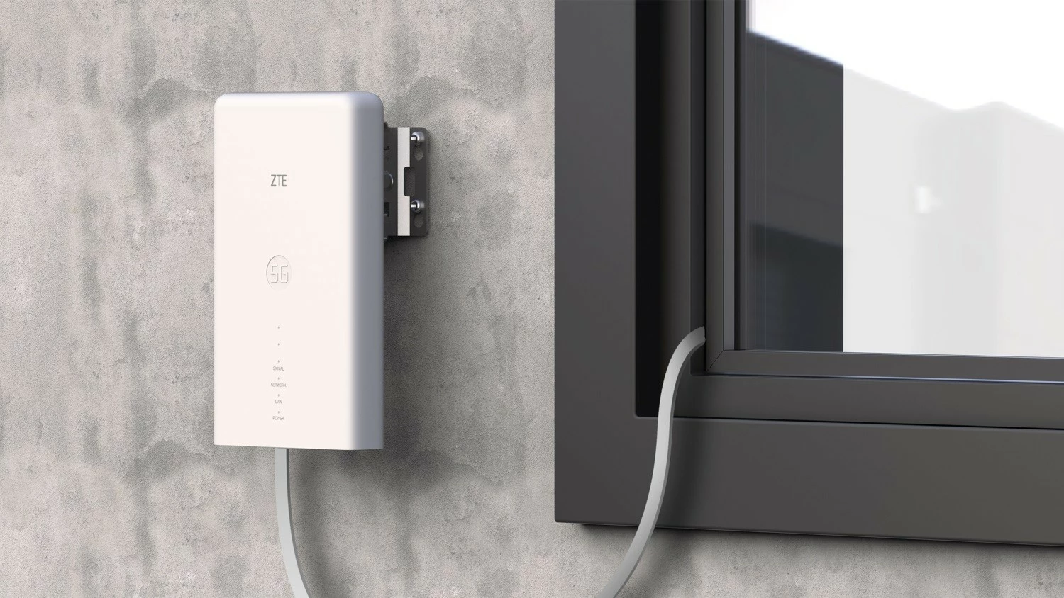 Zunanji 5G usmerjevalnik za montažo na okno, ZTE MC889 ODU, bel