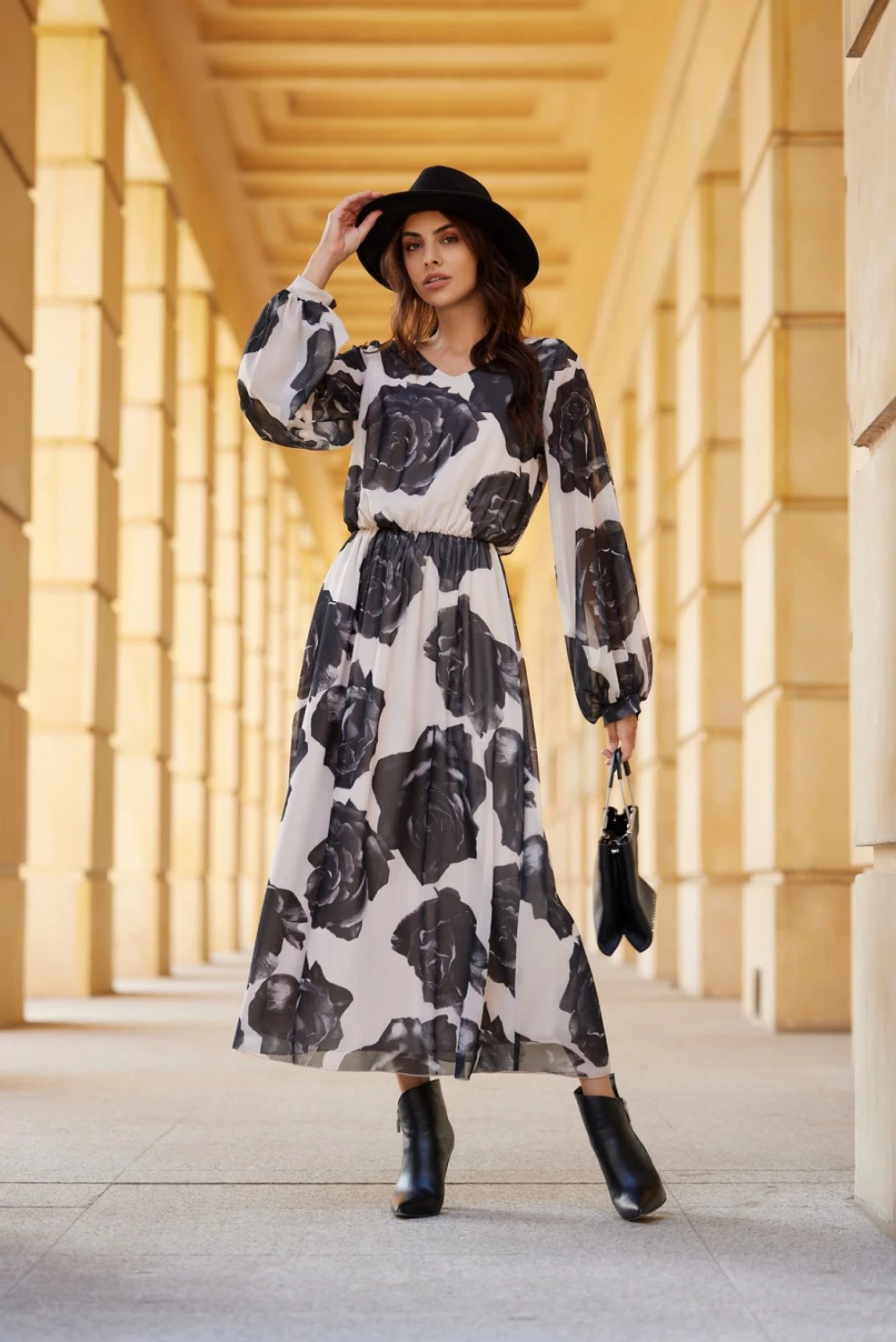 Dolga obleka Roco Fashion Ariela, večbarvna