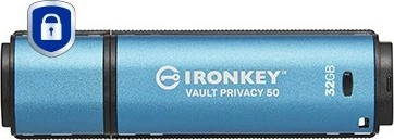 Varnostni USB ključ Kingston IronKey Vault Privacy 50 32GB, USB 3.2, črno/moder