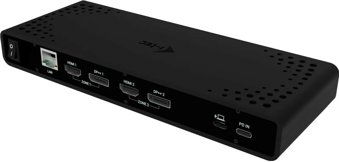 Dokovna postaja Universal Dual 4K i-tec, 2x DisplayPort, 2x HDMI, LAN, zvok, Power Delivery 85 W, črna